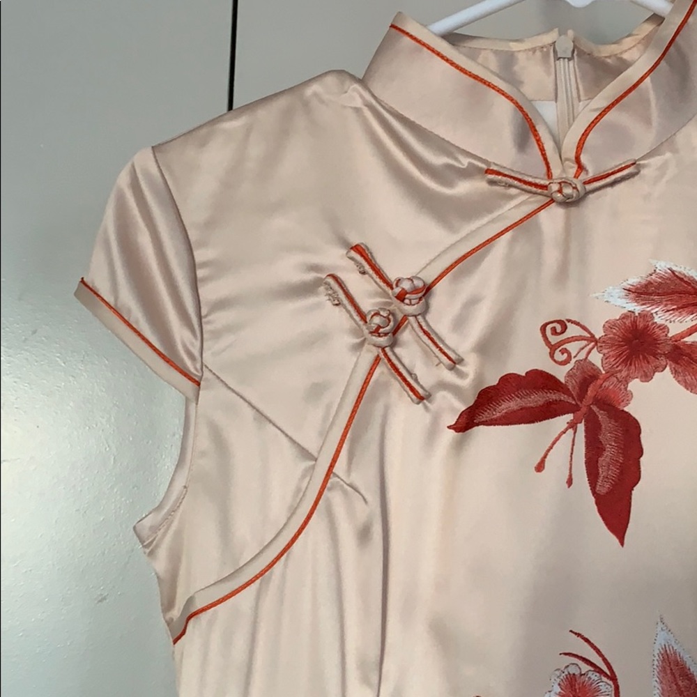 Pink Pearl and coral silk qipao (cheongsam)